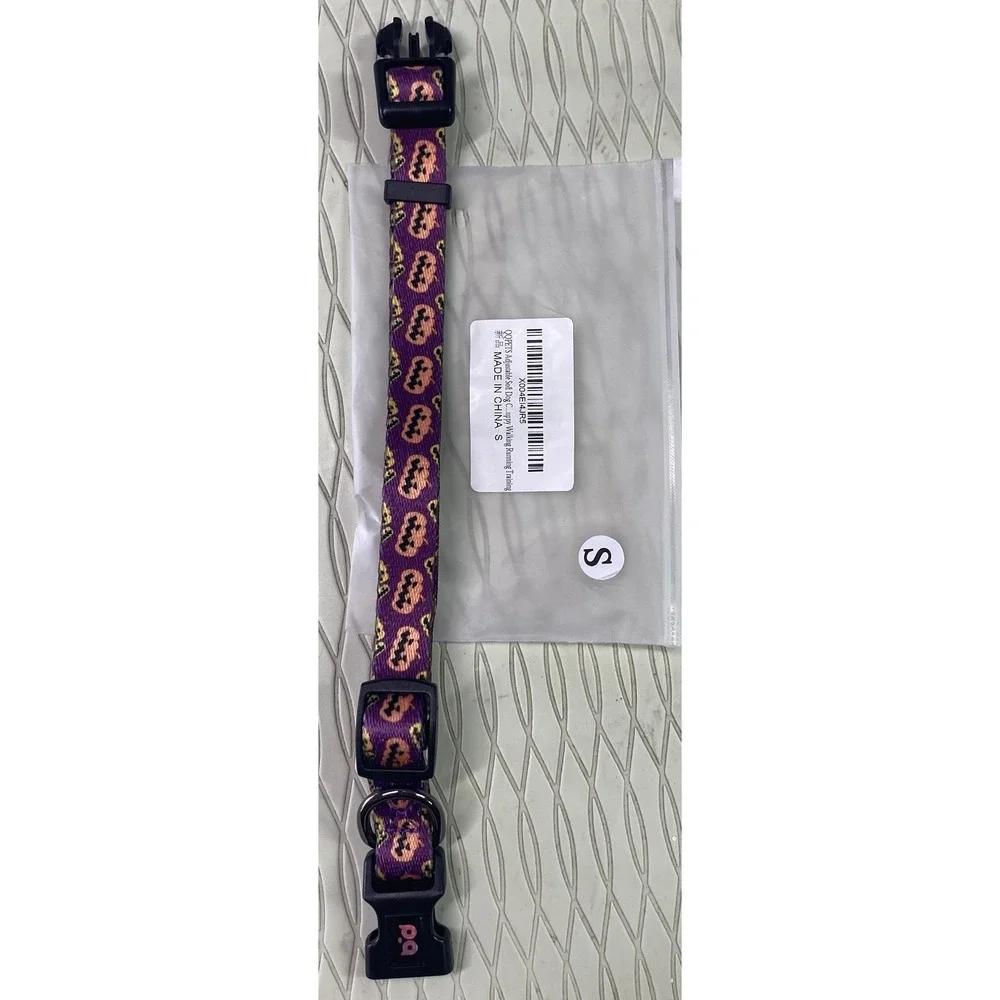 Puppy Dog Soft Halloween Bat Adjustable Collar Black/Purple/Orange Sz.‎ S NEW